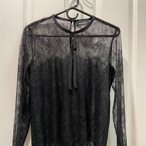 THE KOOPLES Black Lace Blouse Small